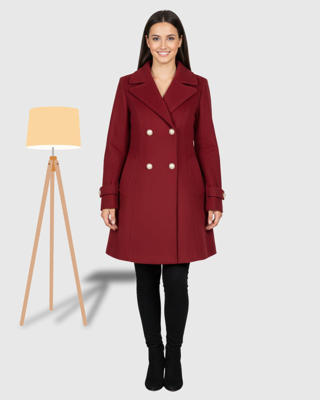 Classic One-Button Wool Coat Red