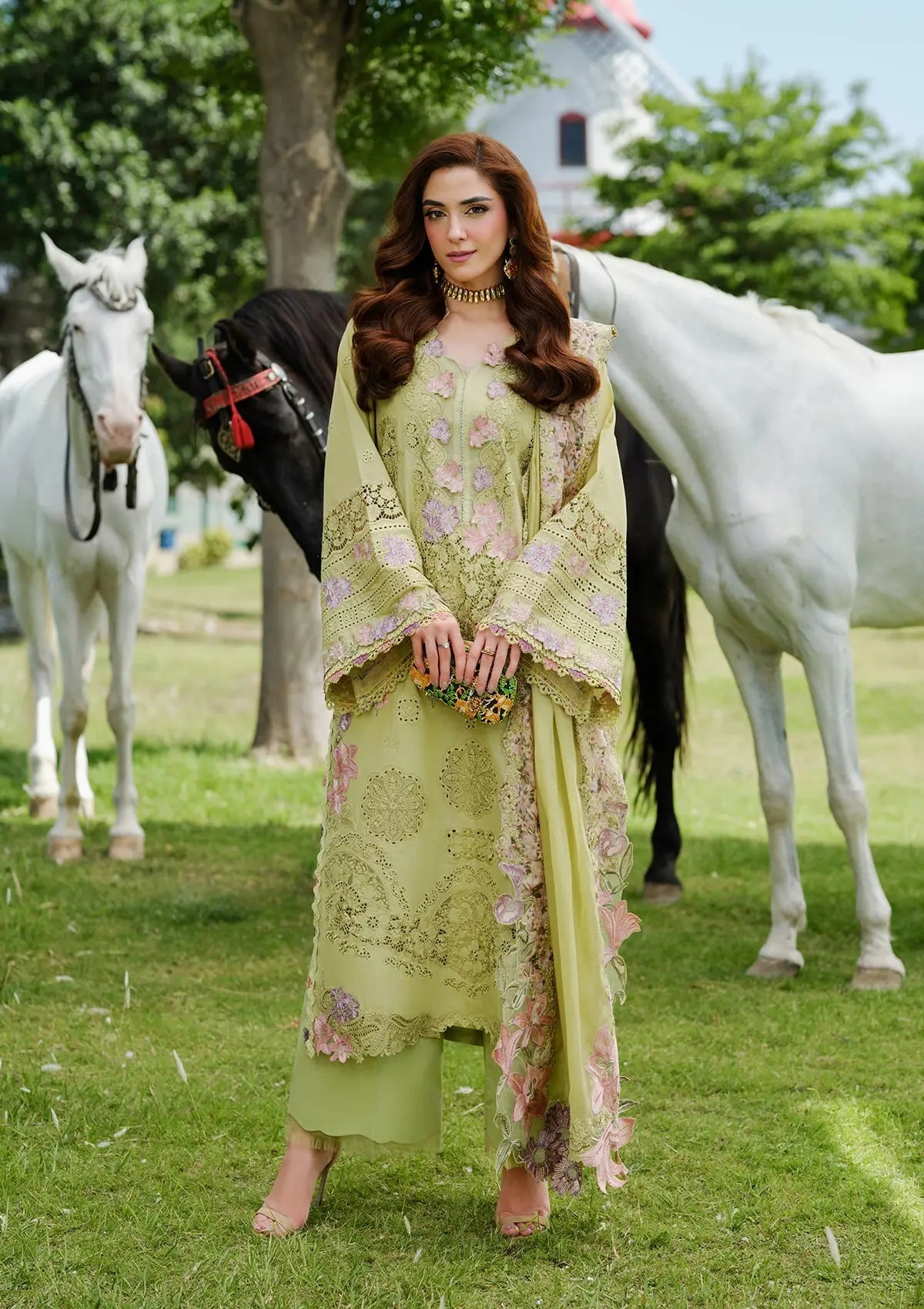 Elaf Embroidered Lawn Suits Unstitched 3 Piece PISTACIA