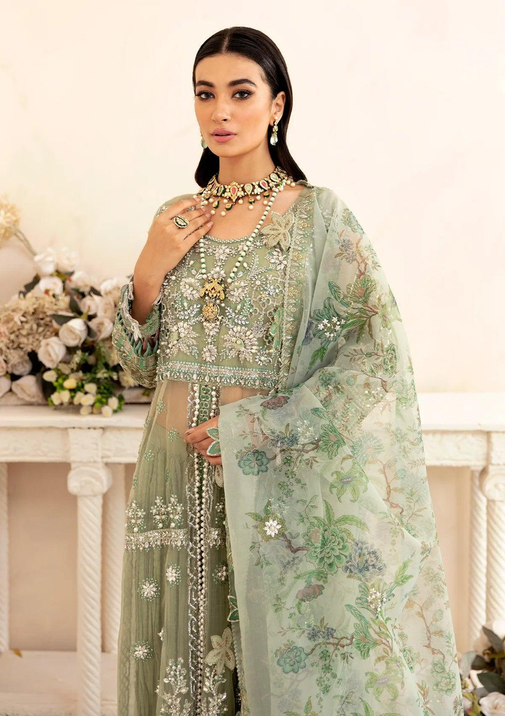 Elaf ECH-04 Shahbano unstitched Organza Shirt with Digital Printed