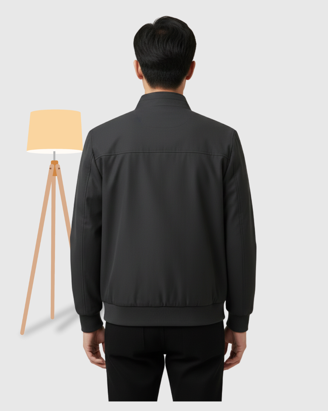 Men's Minimalist Full-Zip Bomber Jacket - Charcoal Grey