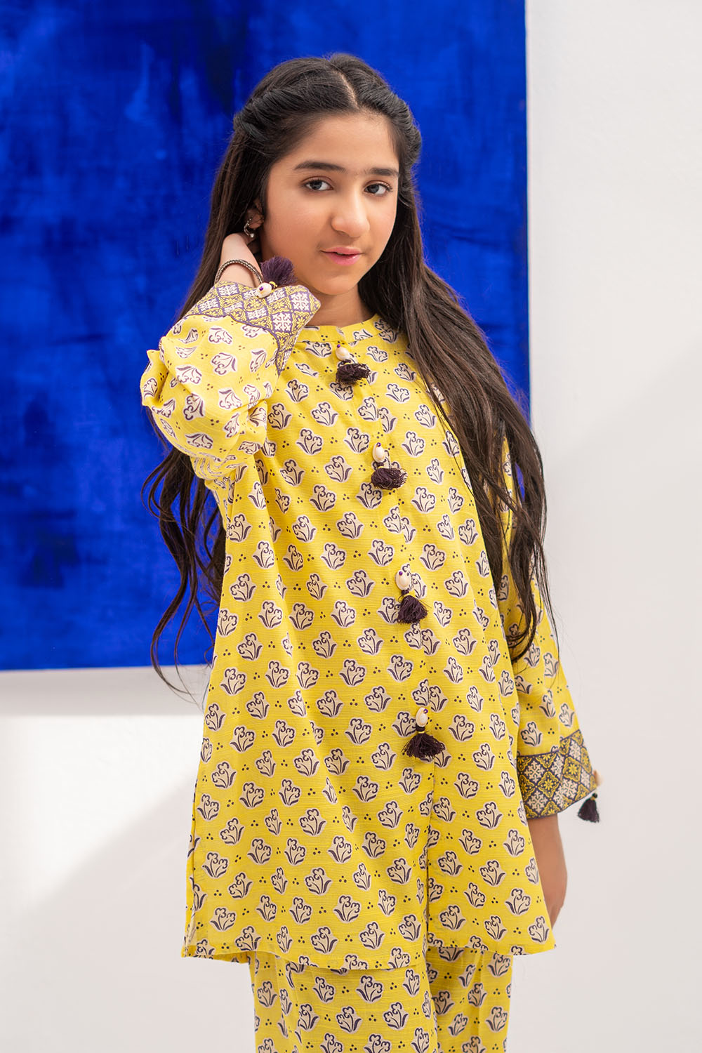 Senorita-Yellow & Multicolor | Casual 2 Piece Suit | Cotton Khaddar Printed