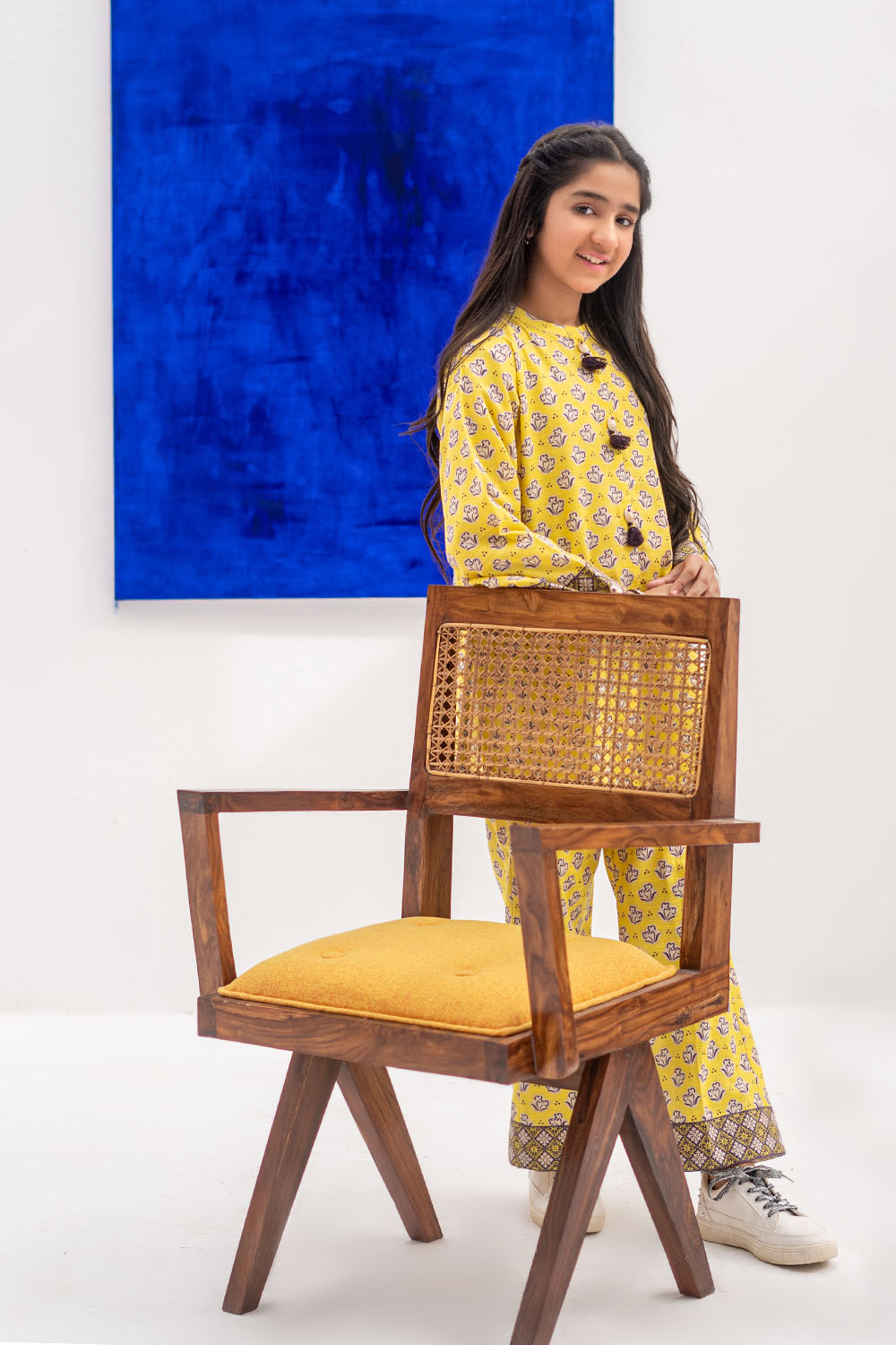 Senorita-Yellow & Multicolor | Casual 2 Piece Suit | Cotton Khaddar Printed
