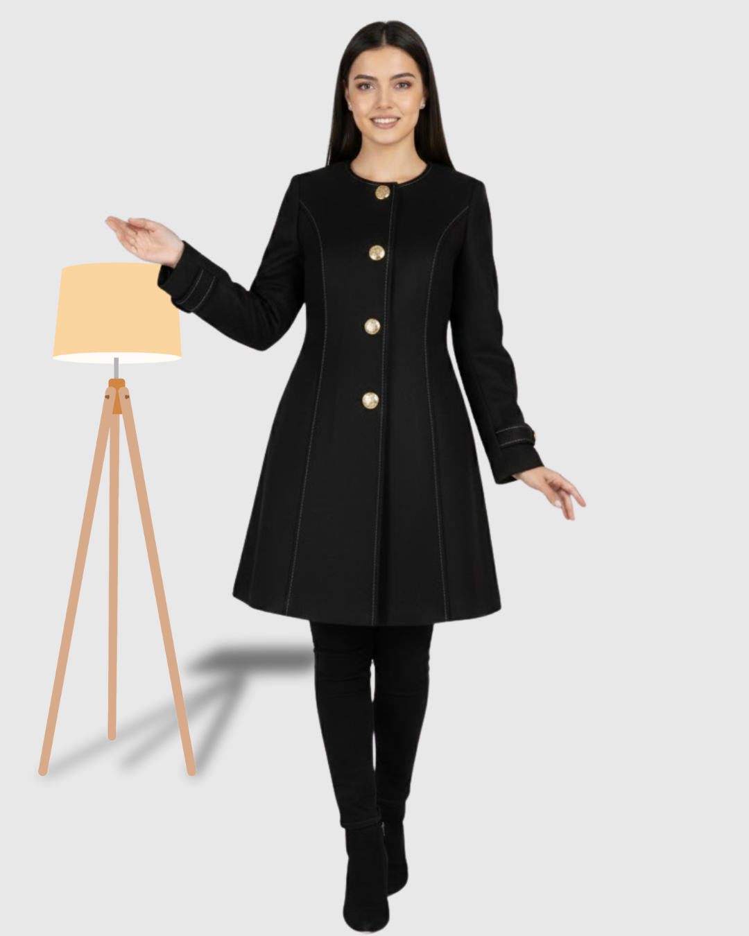 Classic One-Button Wool Coat Black