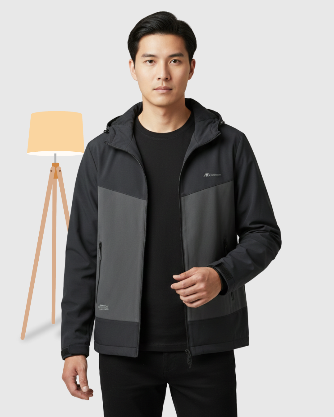 Men's Quilted Puffer Jacket with Black & light Grey