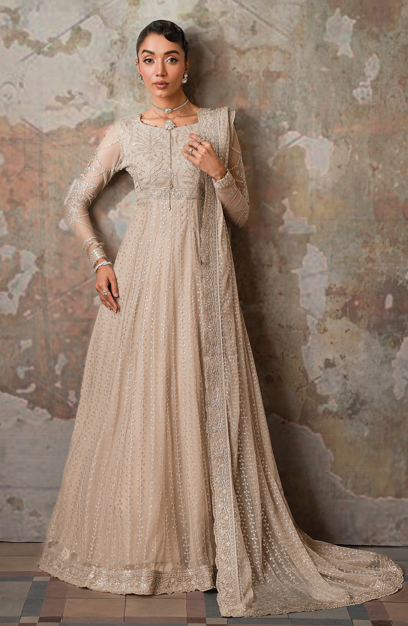 Zarif Embroidered Raw Silk Unstitched 3Pc Suit ZEF 02 BREEZE