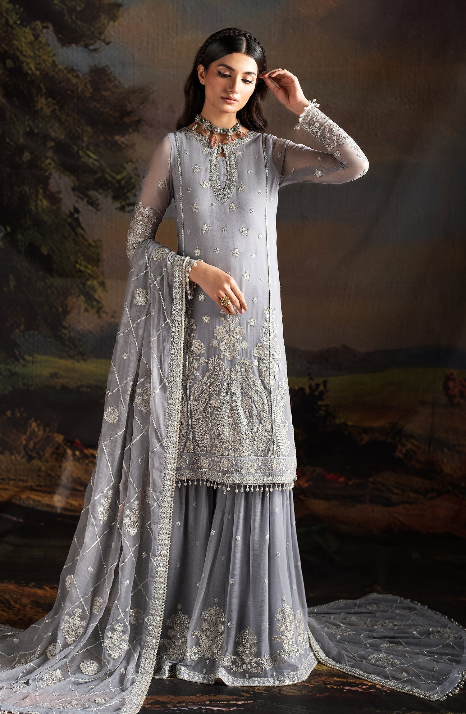 Zarif Embroidered Raw Silk Unstitched 3Pc Suit ZRW 03 ADELINE