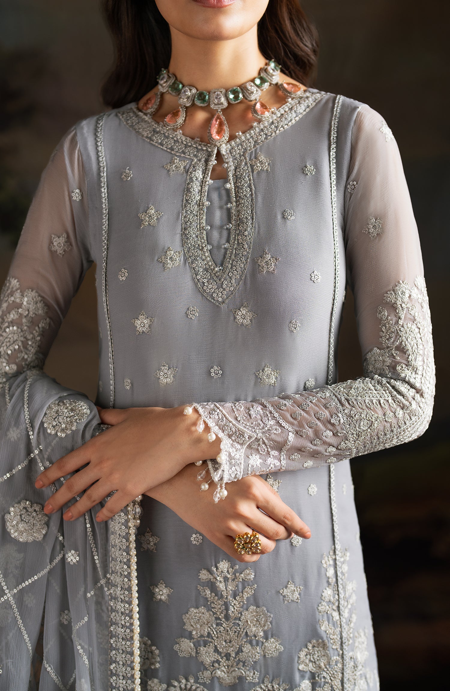 Zarif Embroidered Raw Silk Unstitched 3Pc Suit ZRW 03 ADELINE
