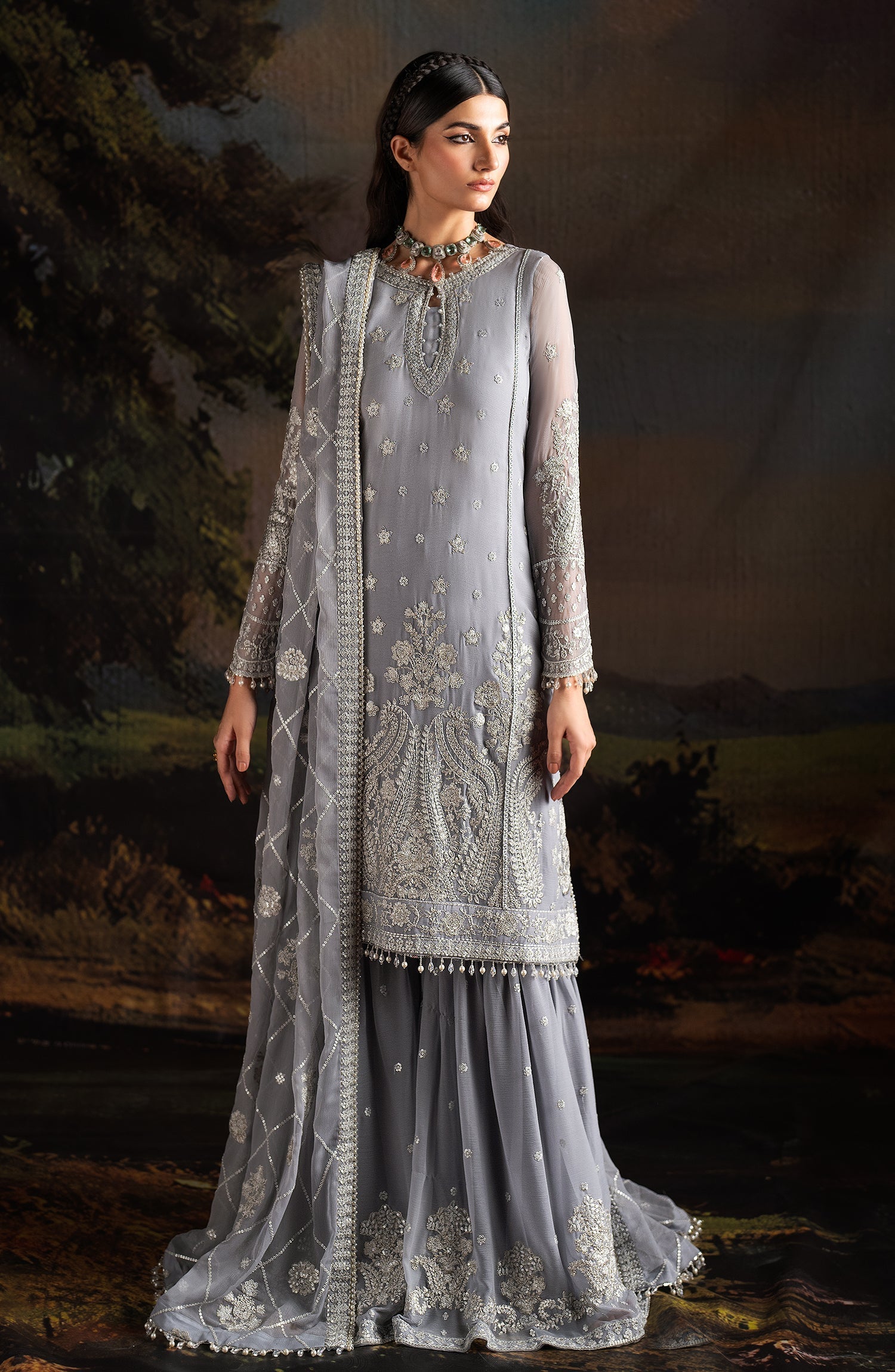 Zarif Embroidered Raw Silk Unstitched 3Pc Suit ZRW 03 ADELINE