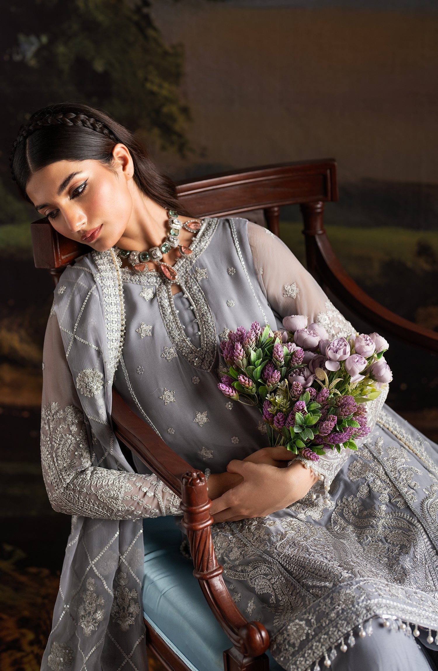Zarif Embroidered Raw Silk Unstitched 3Pc Suit ZRW 03 ADELINE