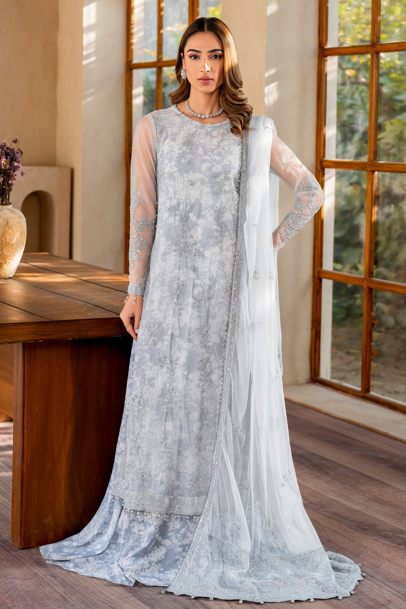 Zarif Embroidered Raw Silk Unstitched 3Pc Suit STELLA