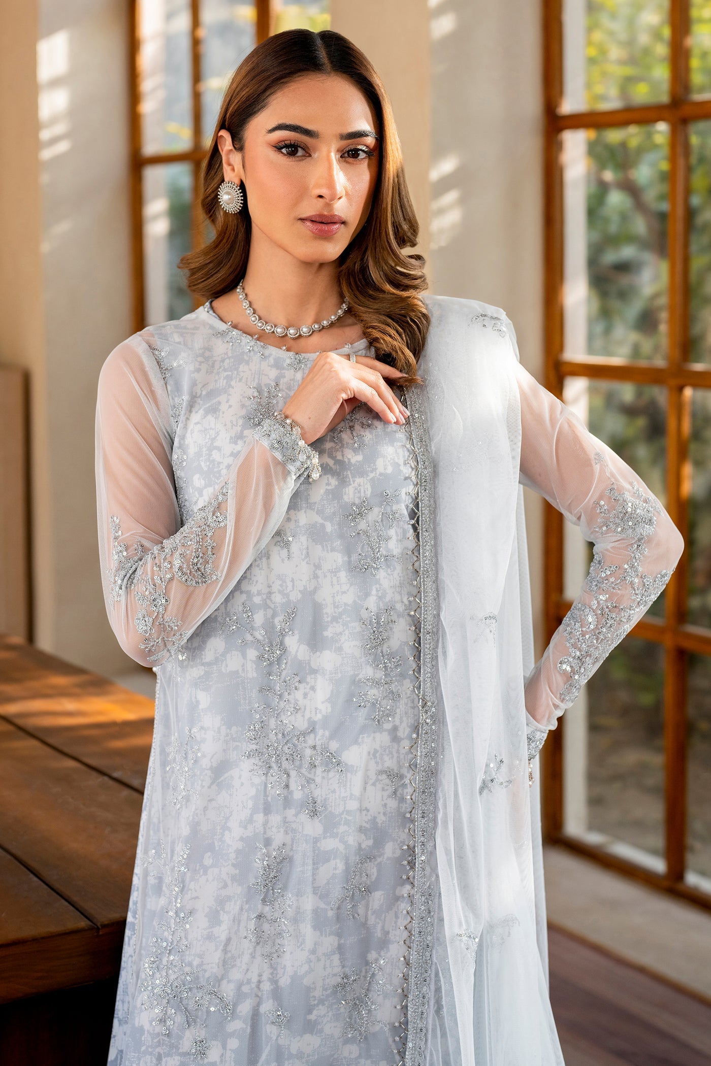 Zarif Embroidered Raw Silk Unstitched 3Pc Suit STELLA