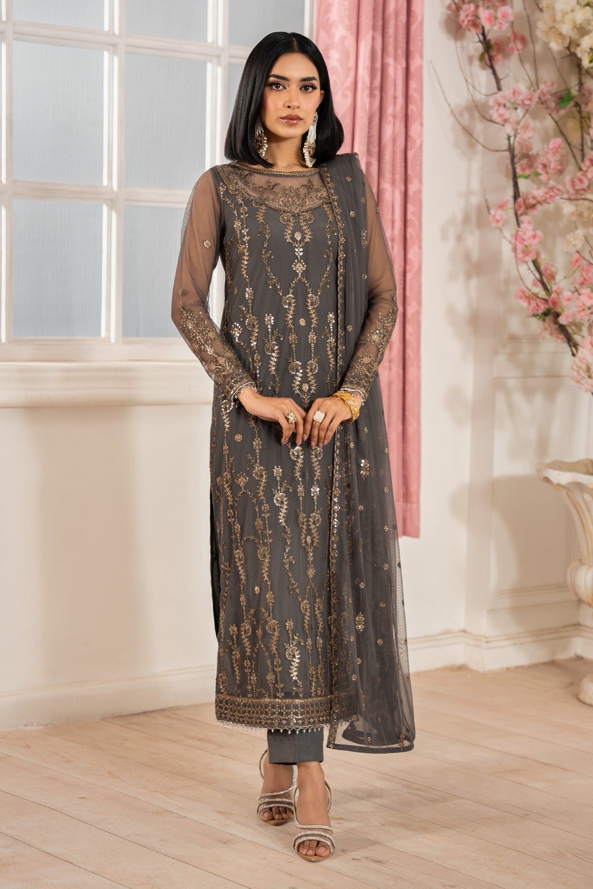 Zarif Embroidered Raw Silk Unstitched 3Pc Suit Z-04 SORAYA