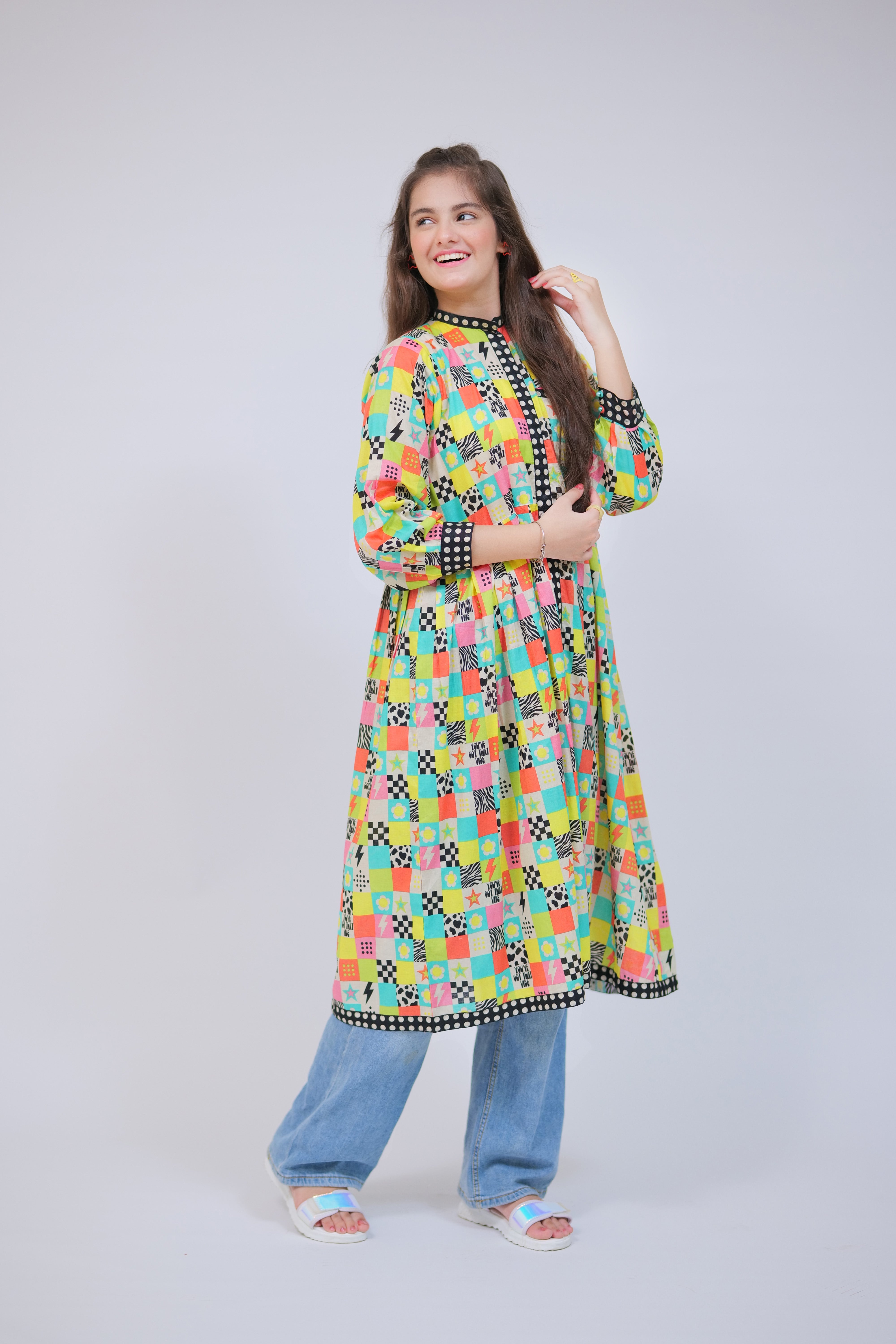 SN-02720 | Fawn & Multicolor | Casual Kurta | Cotton Lawn Printed
