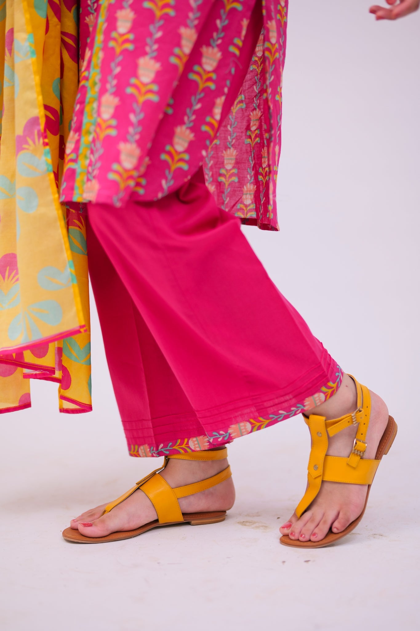 SN-02748 | Shocking Pink & Multicolor | Casual 3 Piece Suit | Cotton Lawn Printed