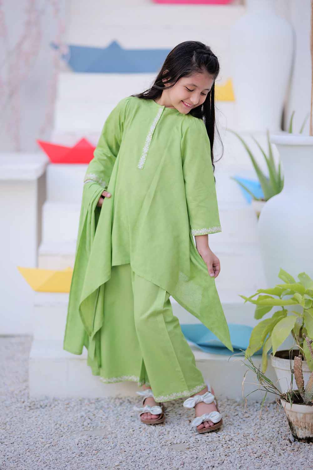 Senorita| P.Green | Casual 3 Piece Suit | Karandi Fabric