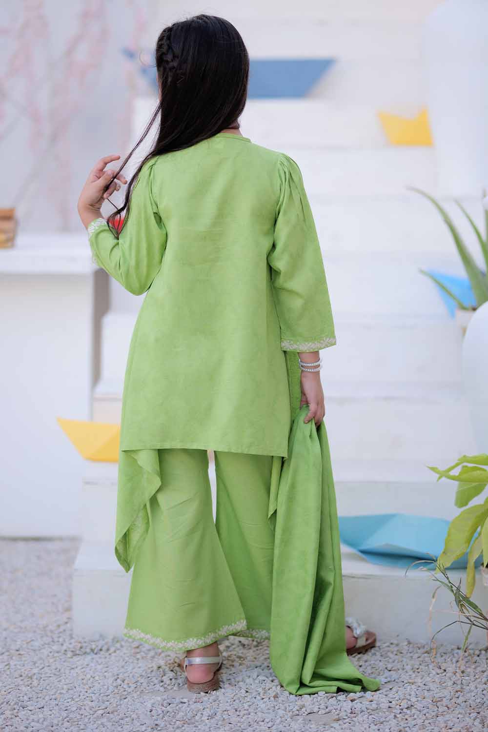 Senorita| P.Green | Casual 3 Piece Suit | Karandi Fabric