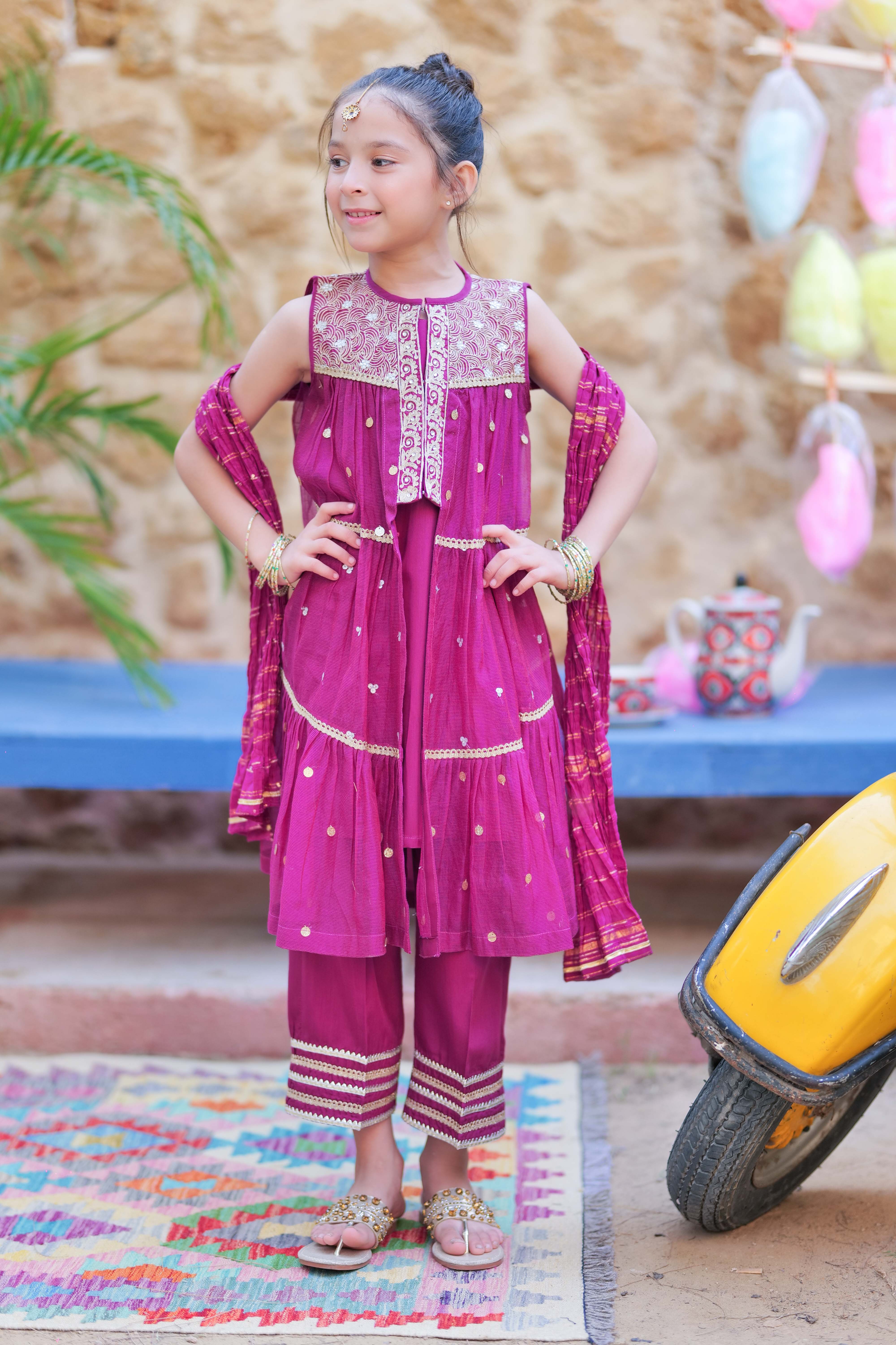 Senorita  | Magenta & Gold | Formal 3 Piece Suit |