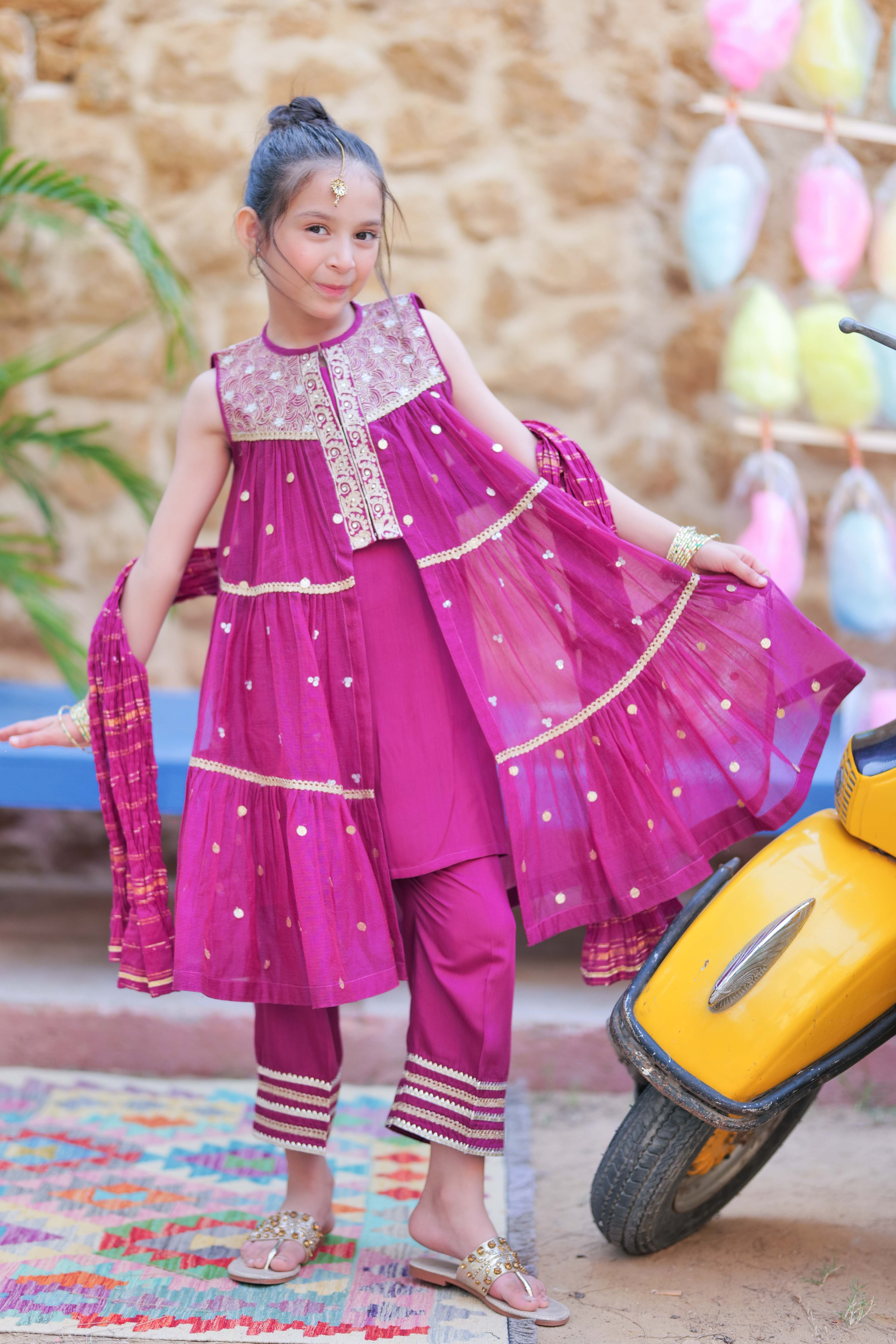 Senorita  | Magenta & Gold | Formal 3 Piece Suit |