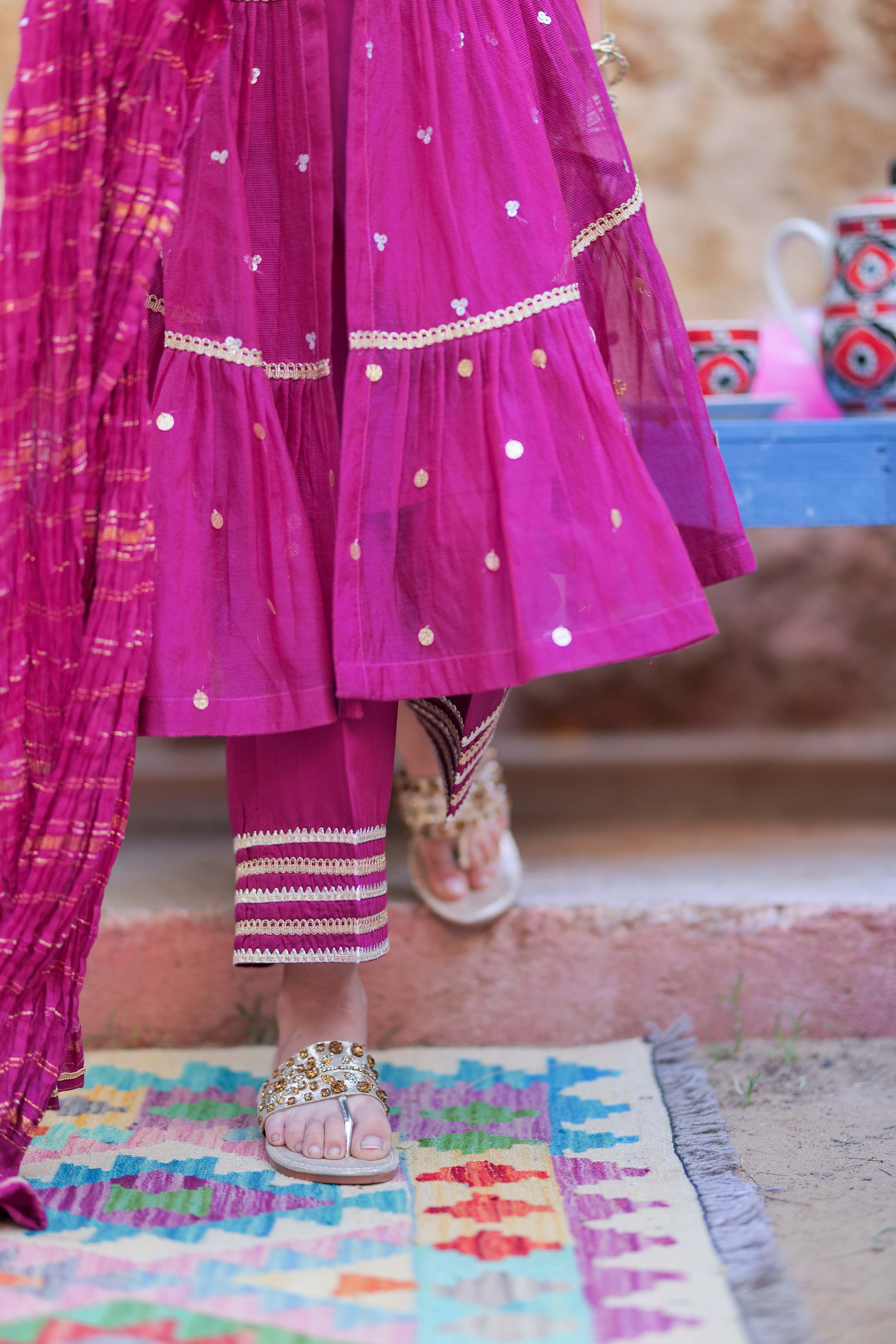 Senorita  | Magenta & Gold | Formal 3 Piece Suit |