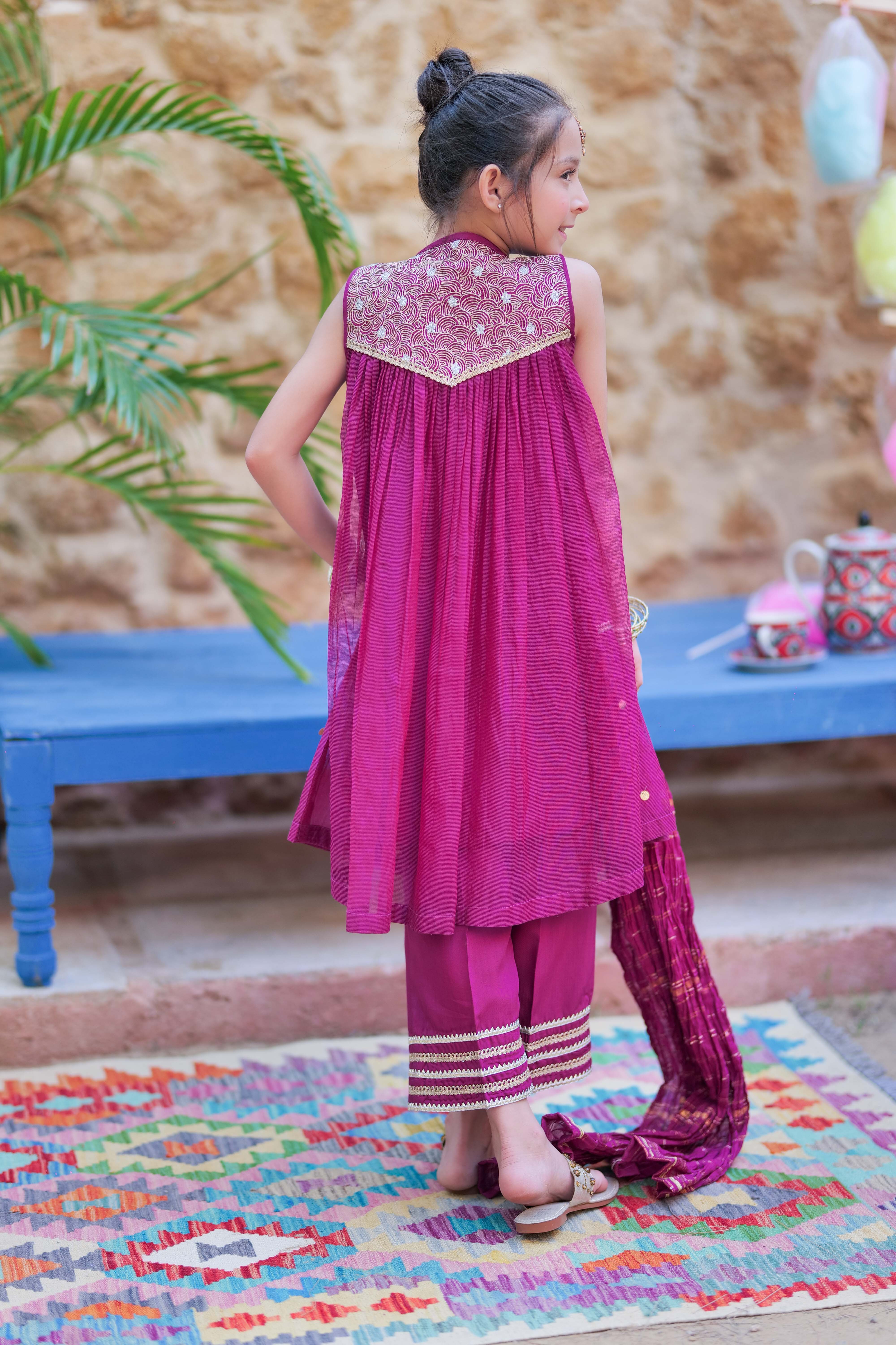 Senorita  | Magenta & Gold | Formal 3 Piece Suit |