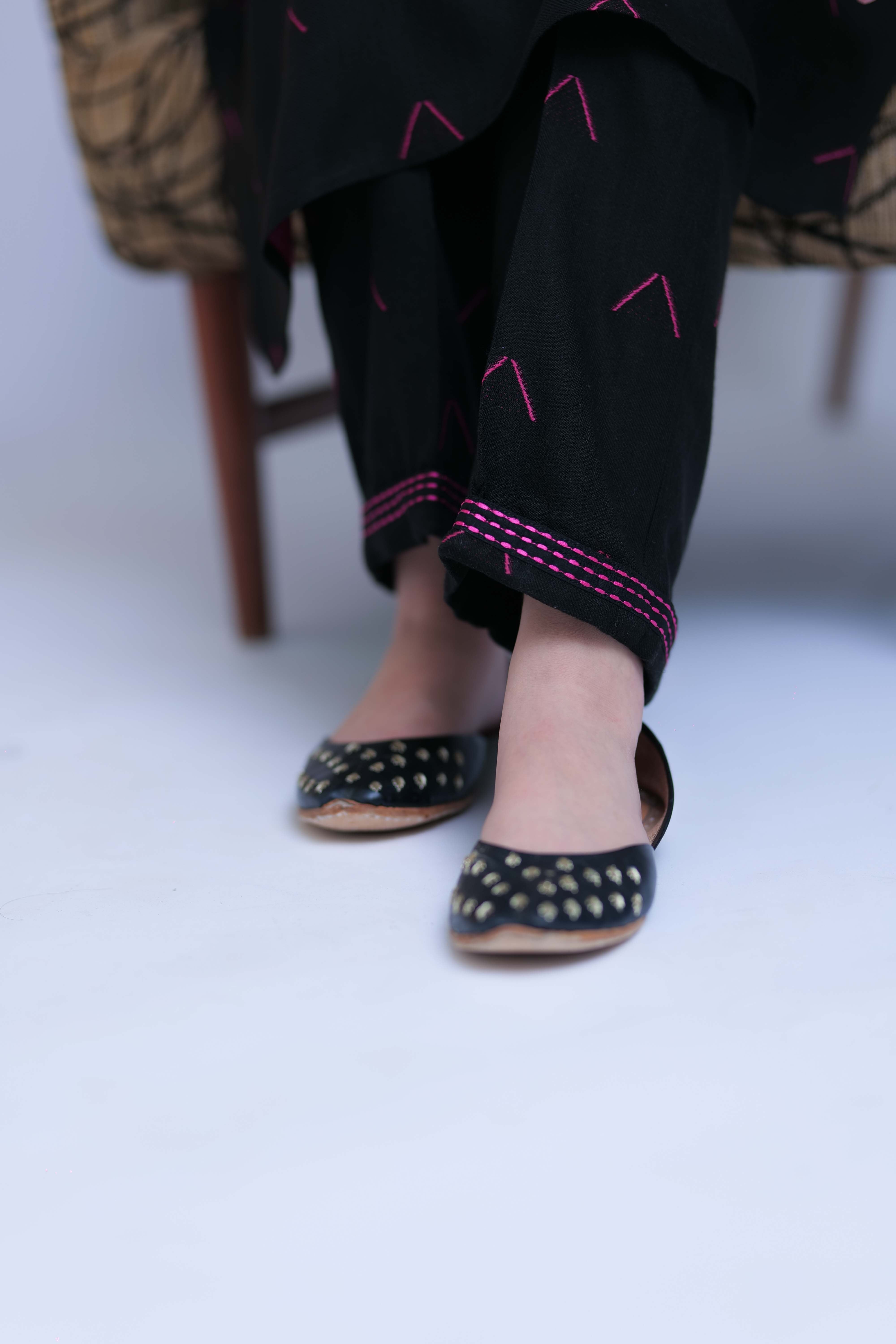 Senorita-| Black & Shocking Pink | Casual 2 Piece Suit | Acrylic Fabric