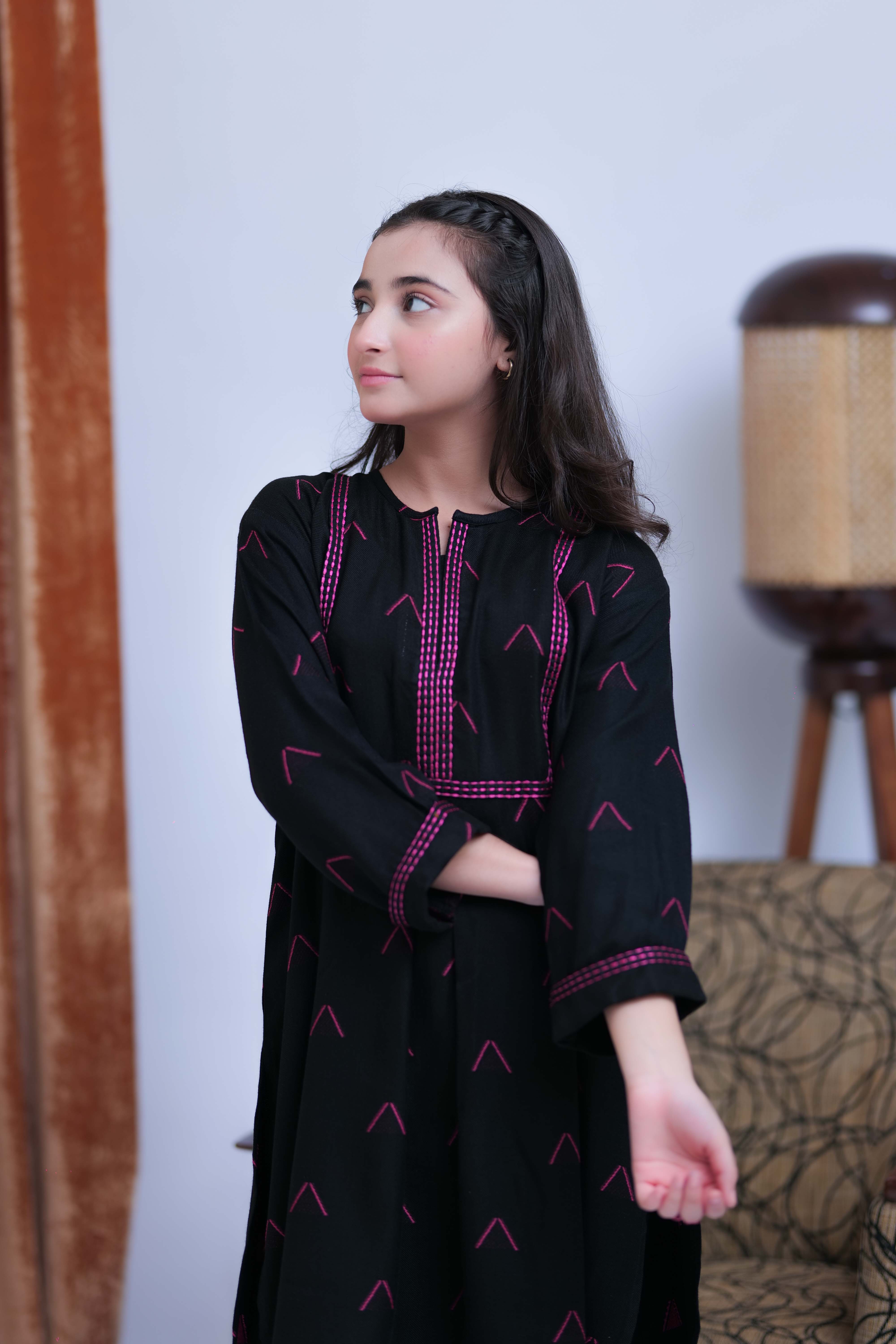 Senorita-| Black & Shocking Pink | Casual 2 Piece Suit | Acrylic Fabric