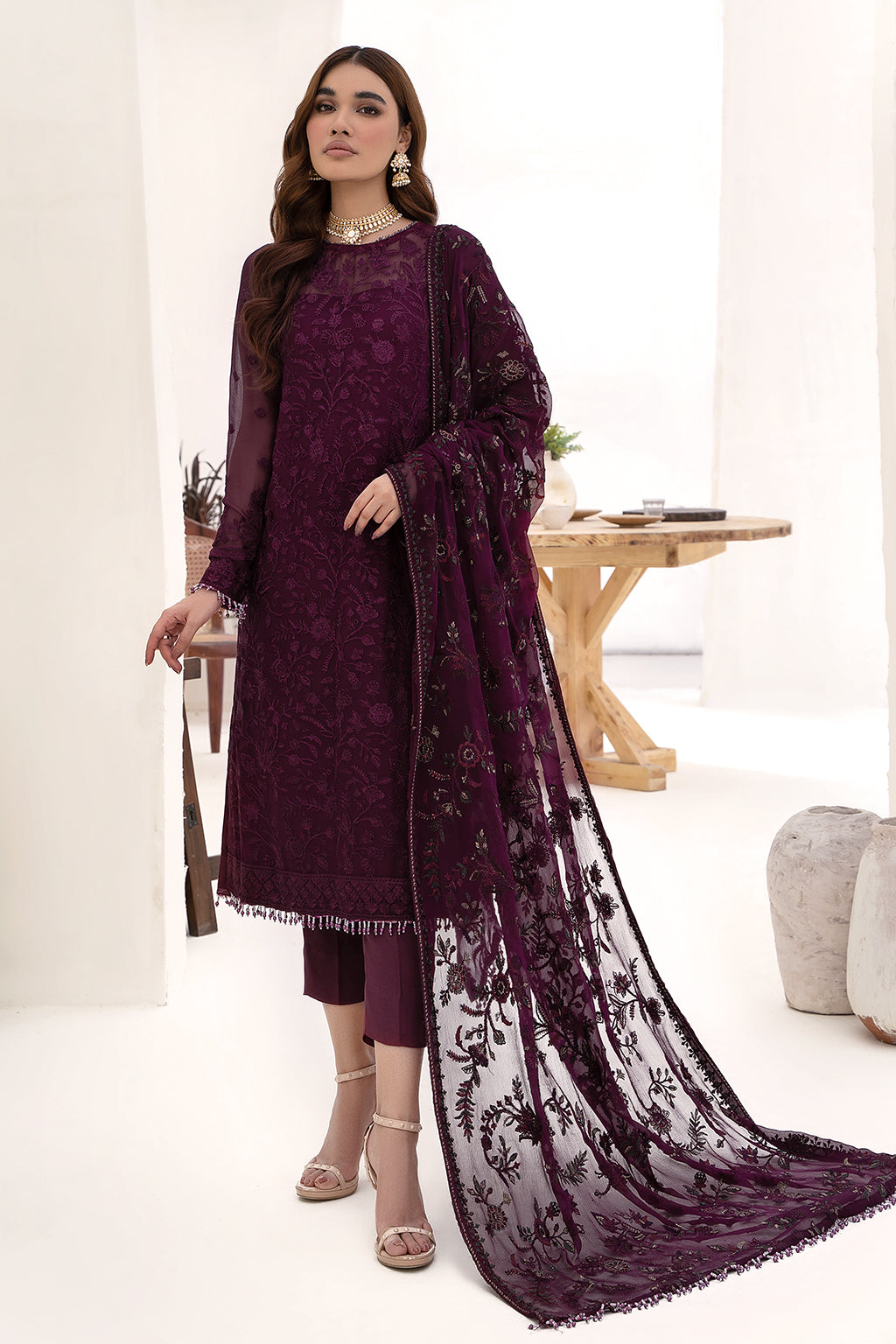 Zarif Embroidered Raw Silk Unstitched 3Pc Suit ZN 07 Amelia