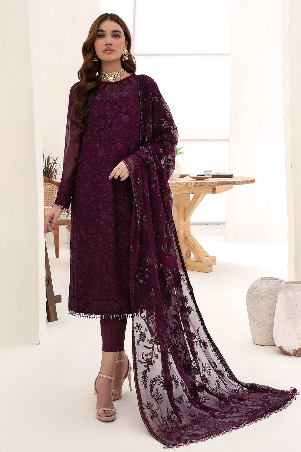 Zarif Embroidered Raw Silk Unstitched 3Pc Suit ZN 07 Amelia