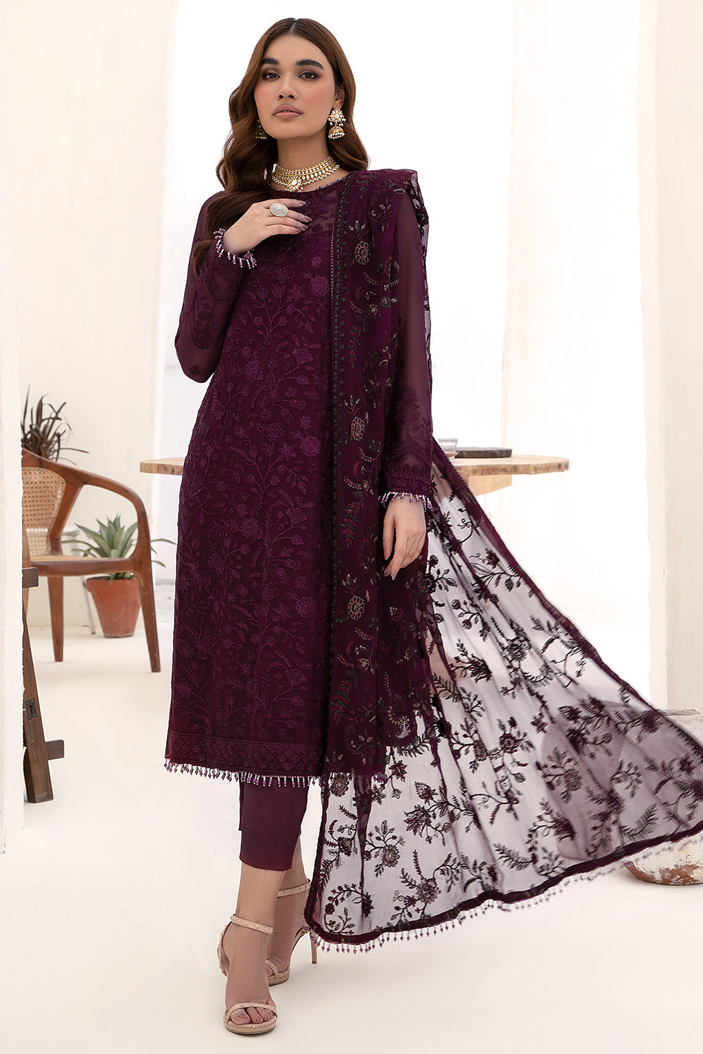 Zarif Embroidered Raw Silk Unstitched 3Pc Suit ZN 07 Amelia