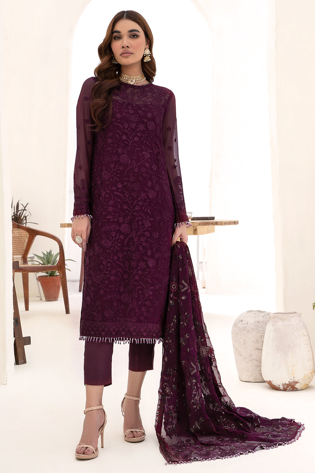 Zarif Embroidered Raw Silk Unstitched 3Pc Suit ZN 07 Amelia