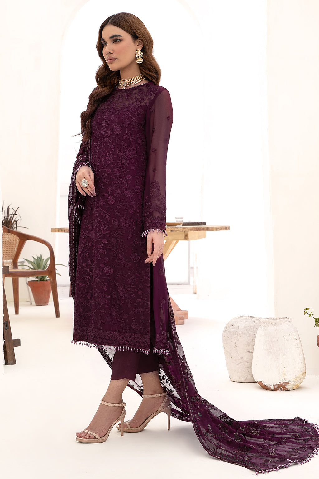 Zarif Embroidered Raw Silk Unstitched 3Pc Suit ZN 07 Amelia