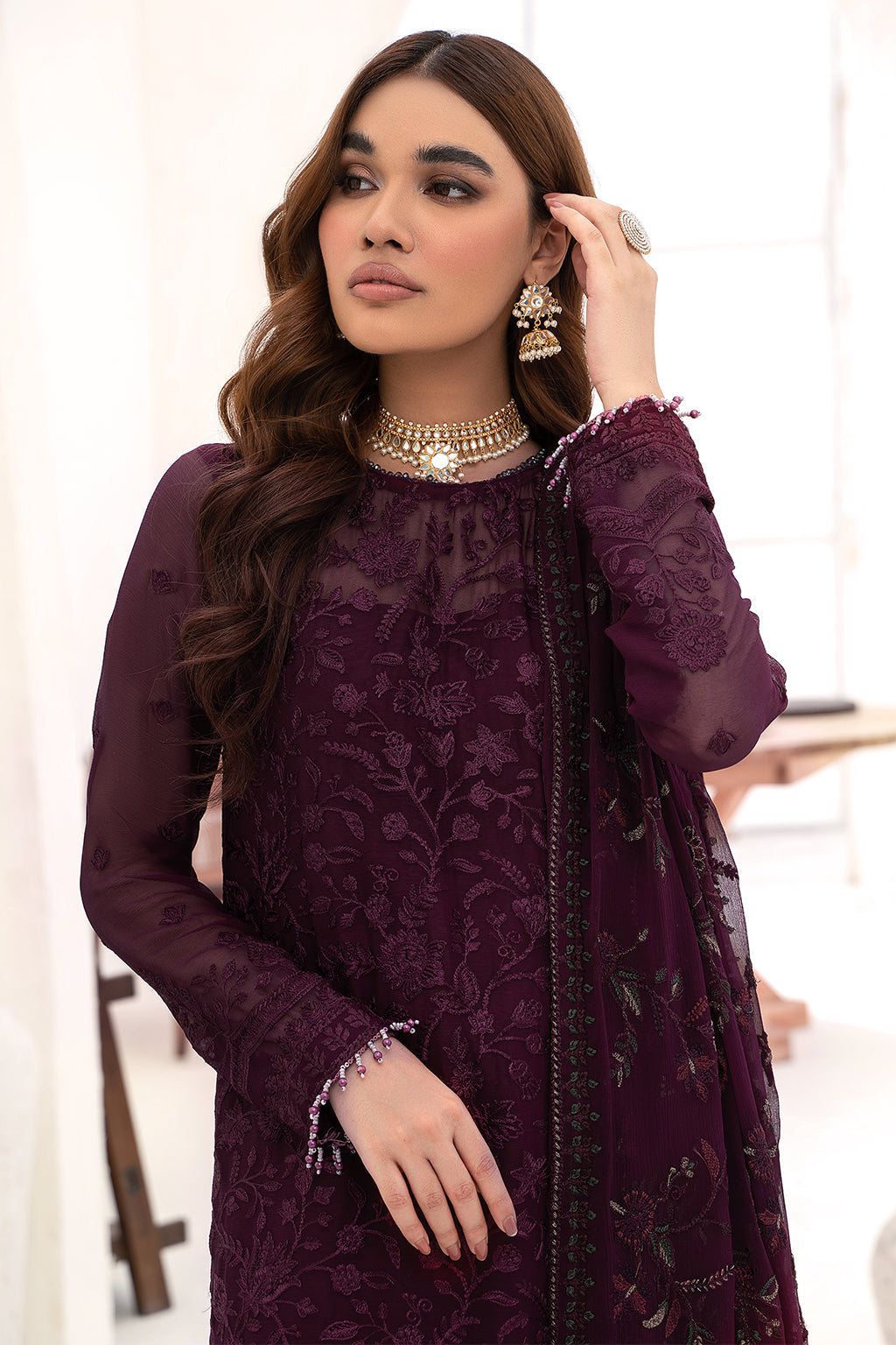 Zarif Embroidered Raw Silk Unstitched 3Pc Suit ZN 07 Amelia