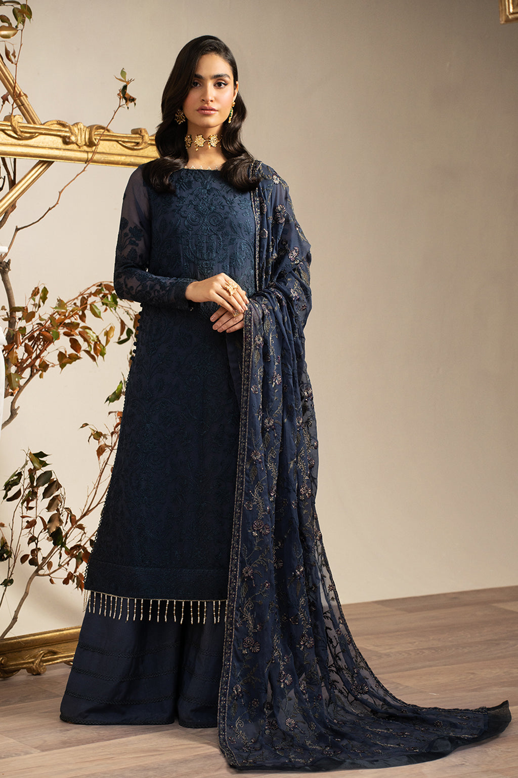 Zarif Embroidered Raw Silk Unstitched 3Pc Suit ZRN 08 JESSY