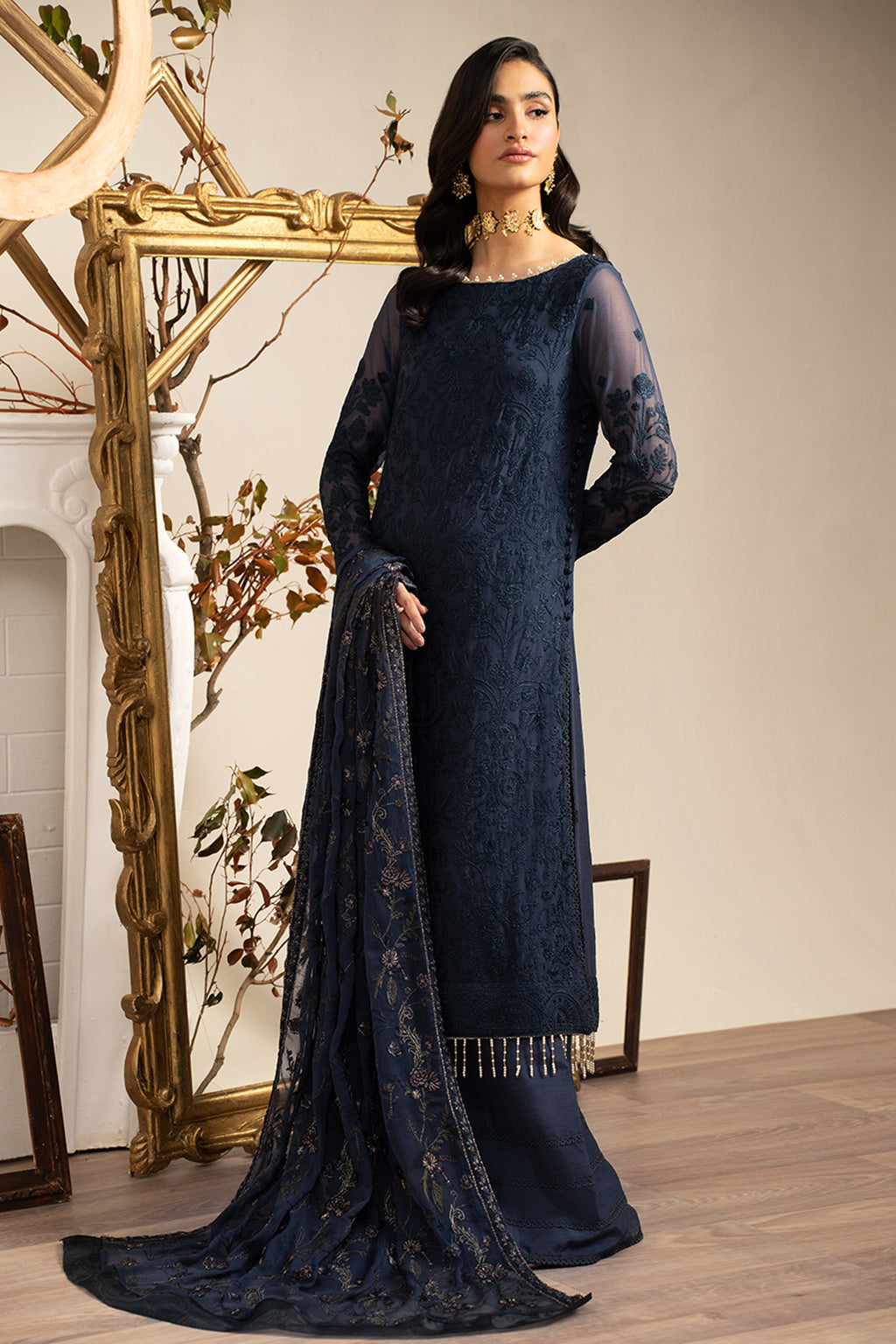 Zarif Embroidered Raw Silk Unstitched 3Pc Suit ZRN 08 JESSY