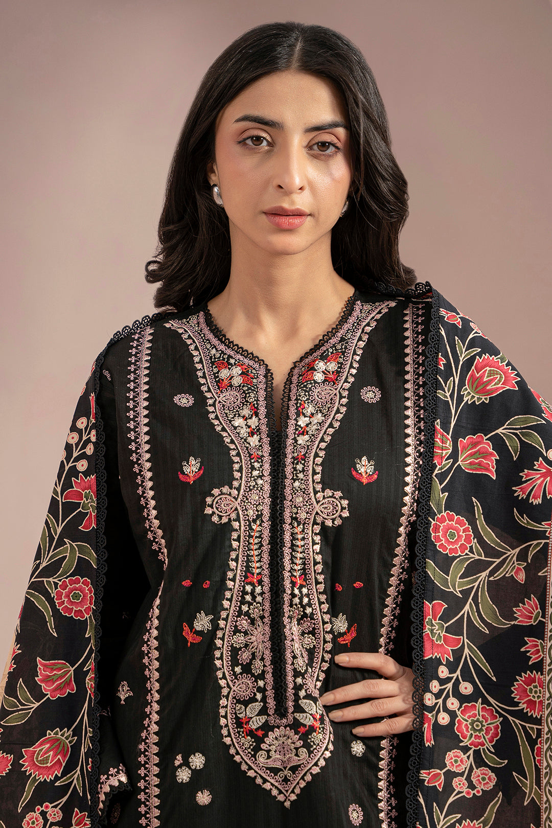 ZELLBURY Embroidered Shirt Shalwar Dupatta Cambric