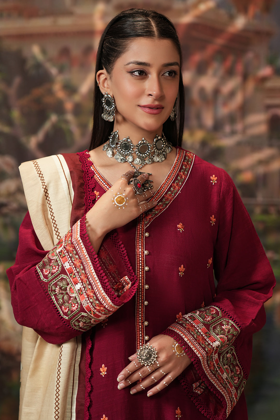 ZELLBURY Embroidered Shirt Shalwar Dupatta Khaddar