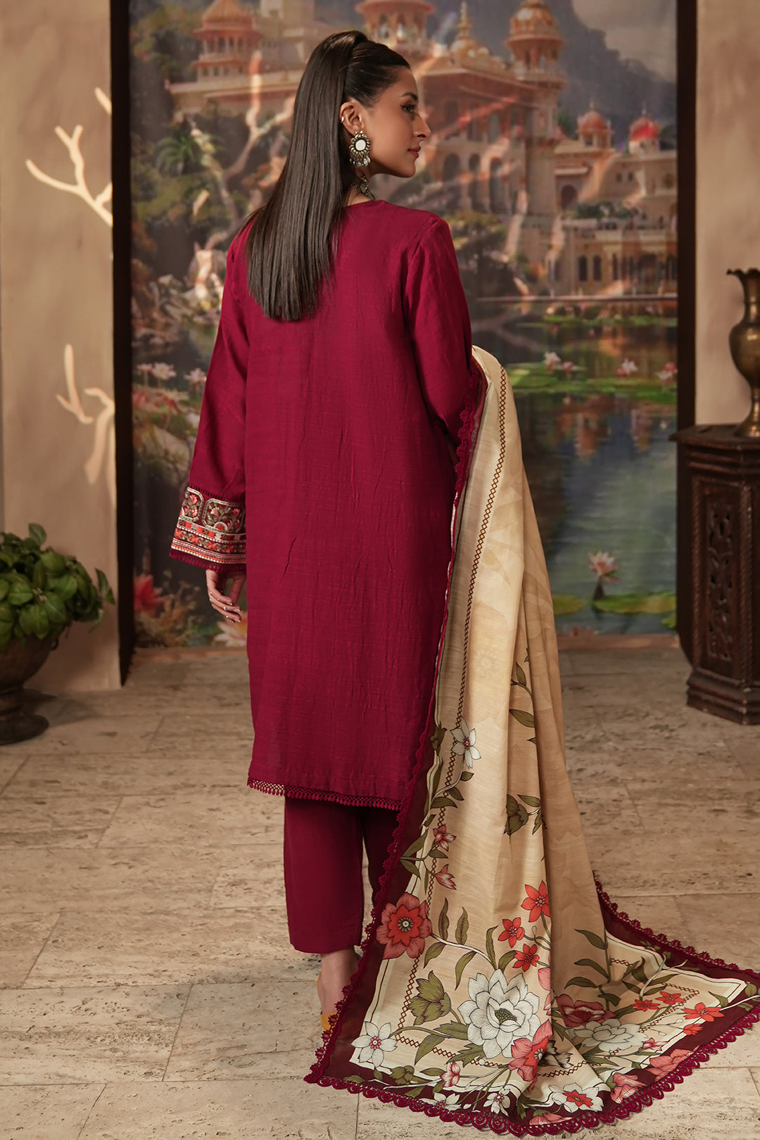 ZELLBURY Embroidered Shirt Shalwar Dupatta Khaddar