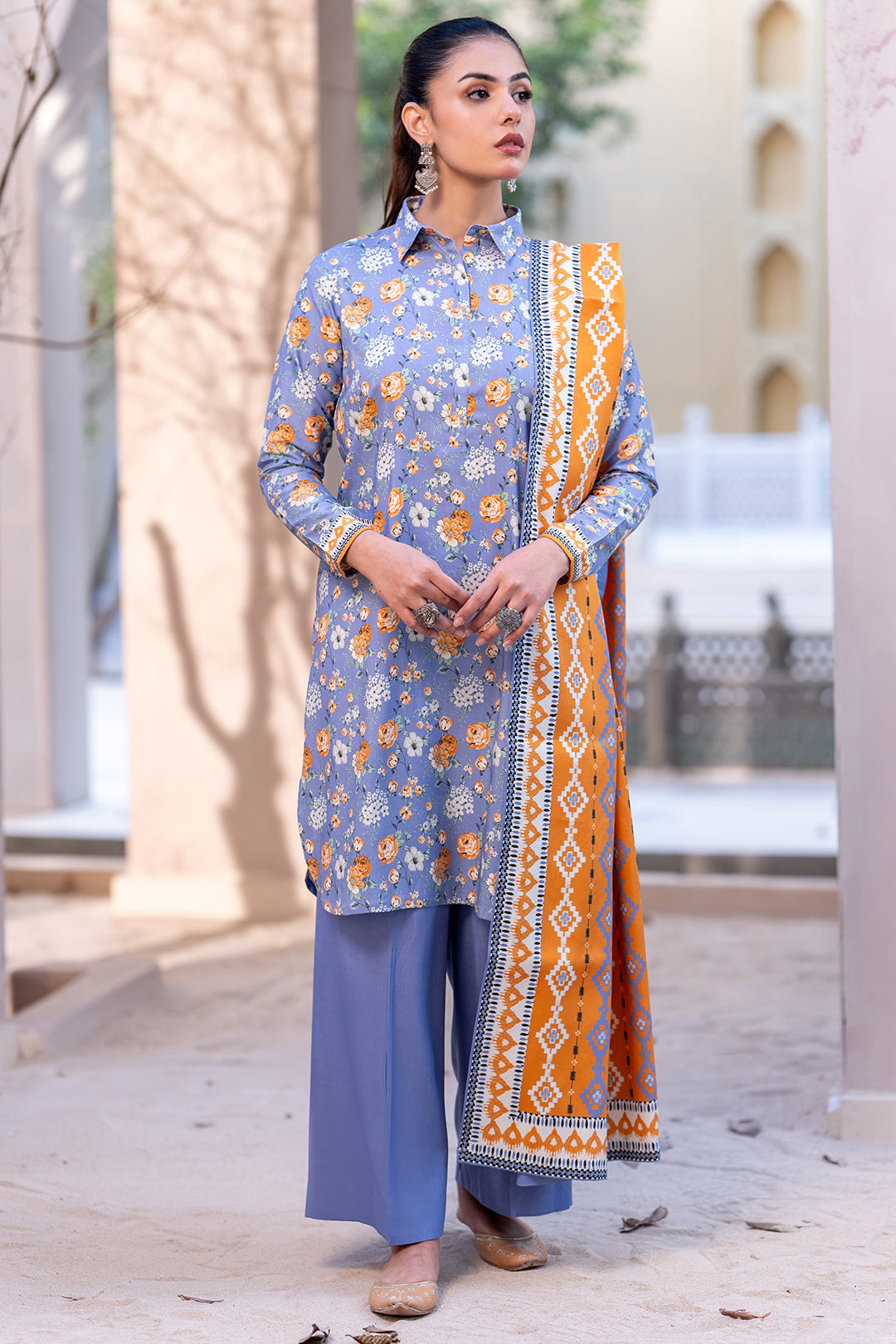 ZELLBURY Embroidered Shirt Shalwar Dupatta Cotail