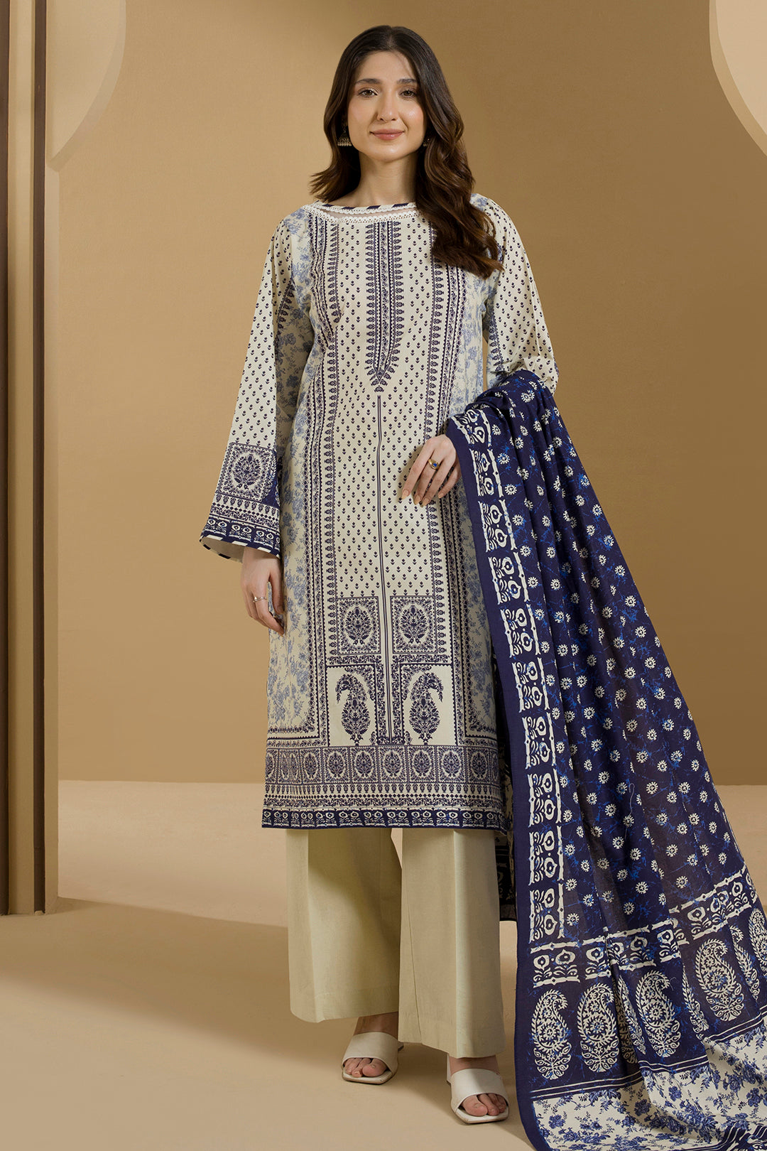 ZELLBURY Shirt Shalwar Dupatta Linen 3PC