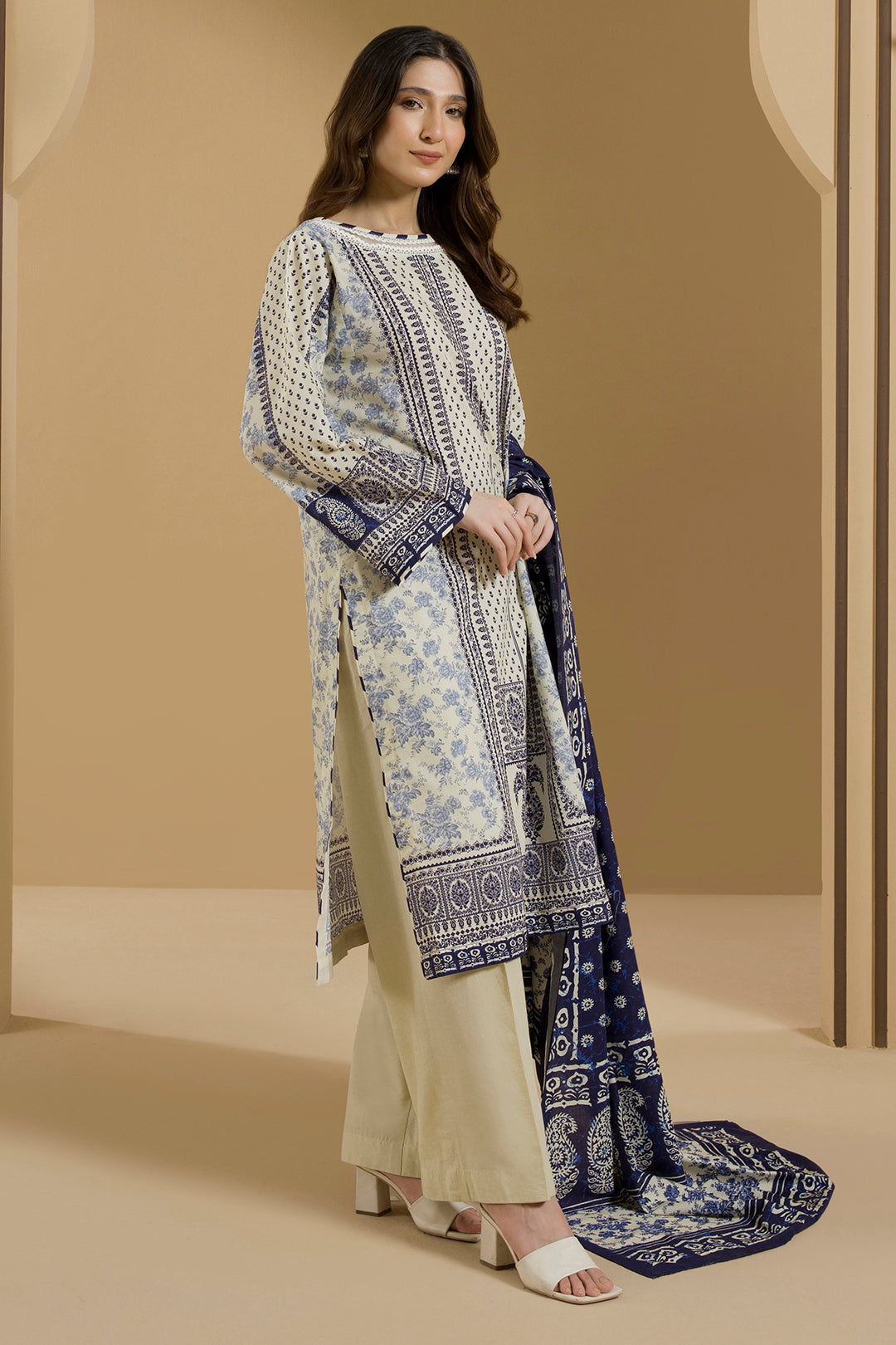 ZELLBURY Shirt Shalwar Dupatta Linen 3PC