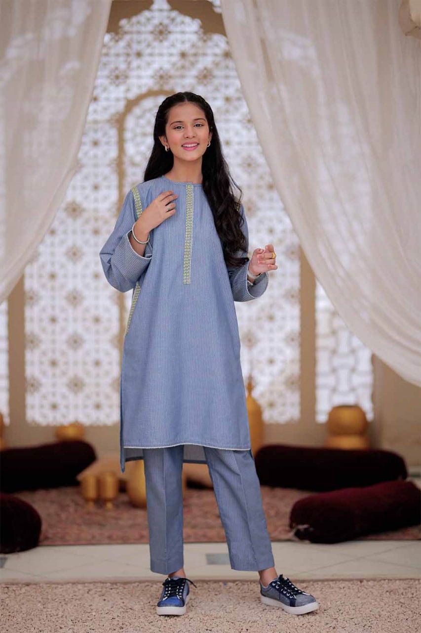 Senorita-| Blue | Casual 2 Piece Suit | Denim Dobby