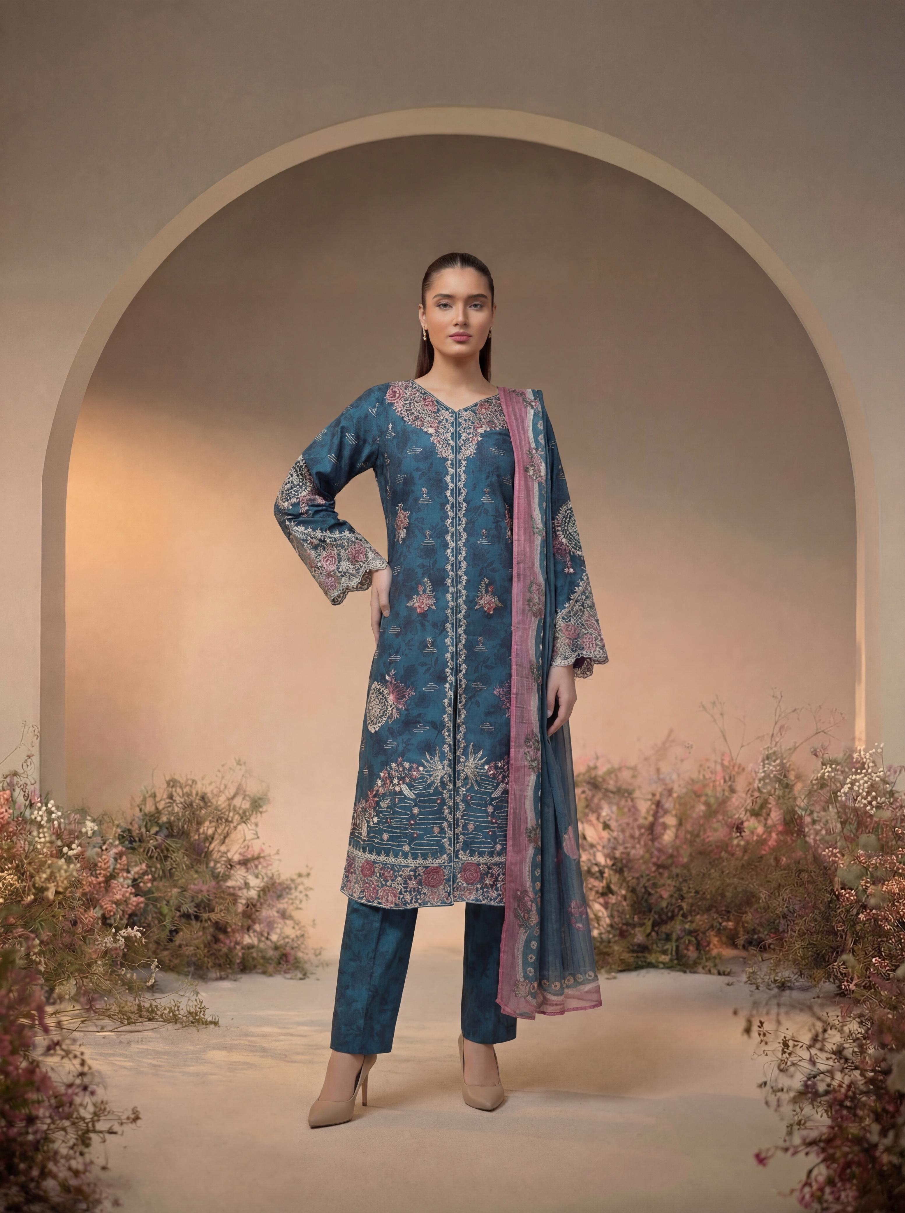 Zeenat Pret Raniya - 3 PC Printed Dress