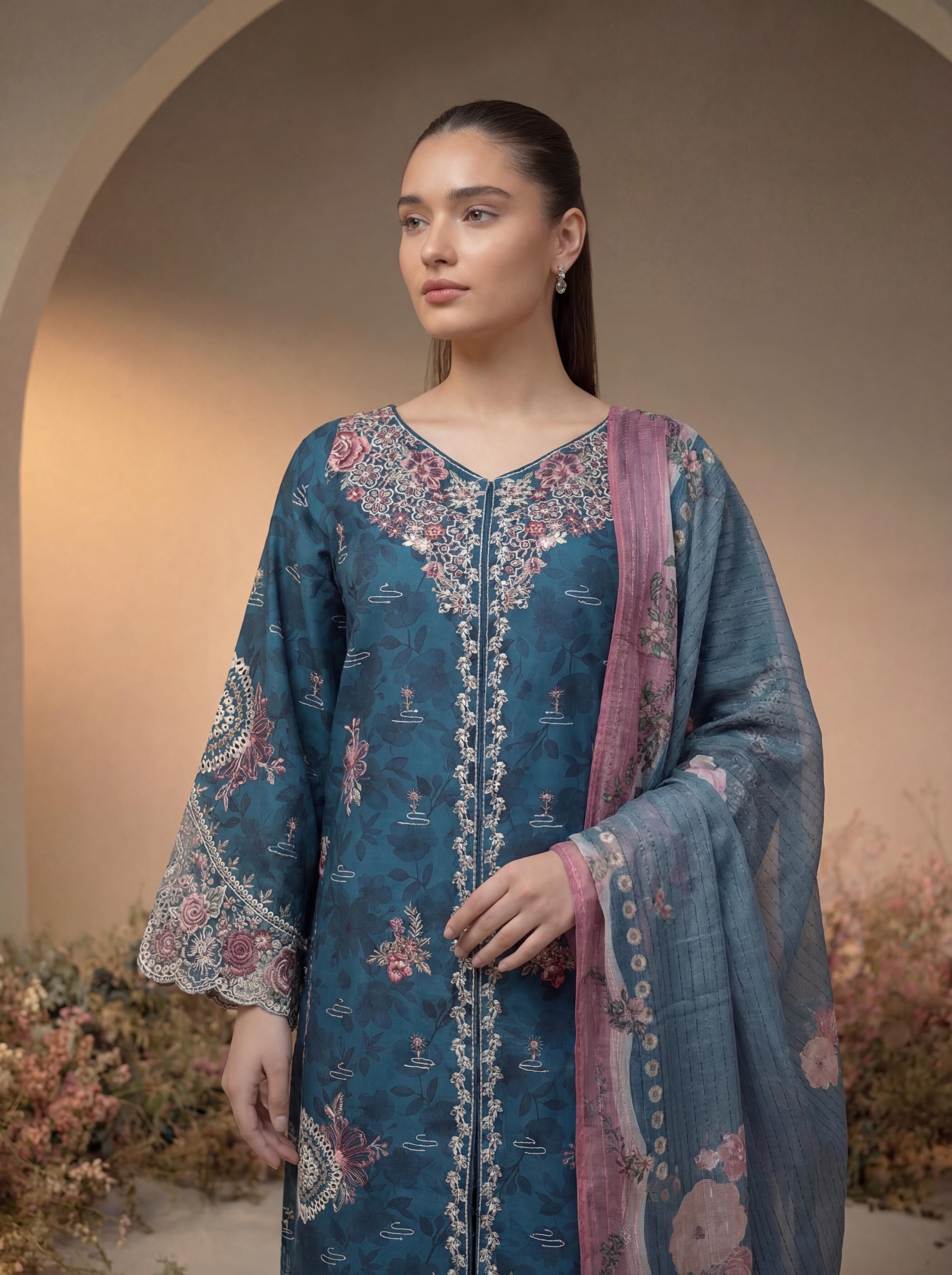 Zeenat Pret Raniya - 3 PC Printed Dress