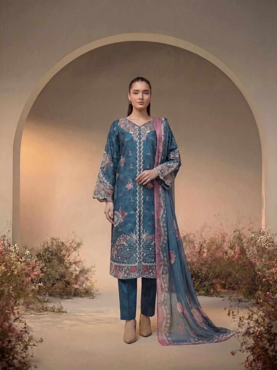 Zeenat Pret Raniya - 3 PC Printed Dress