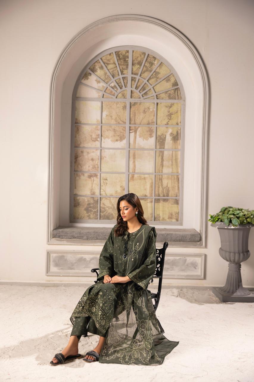 Zeenat Pret Raniya - 3 PC Printed Dress