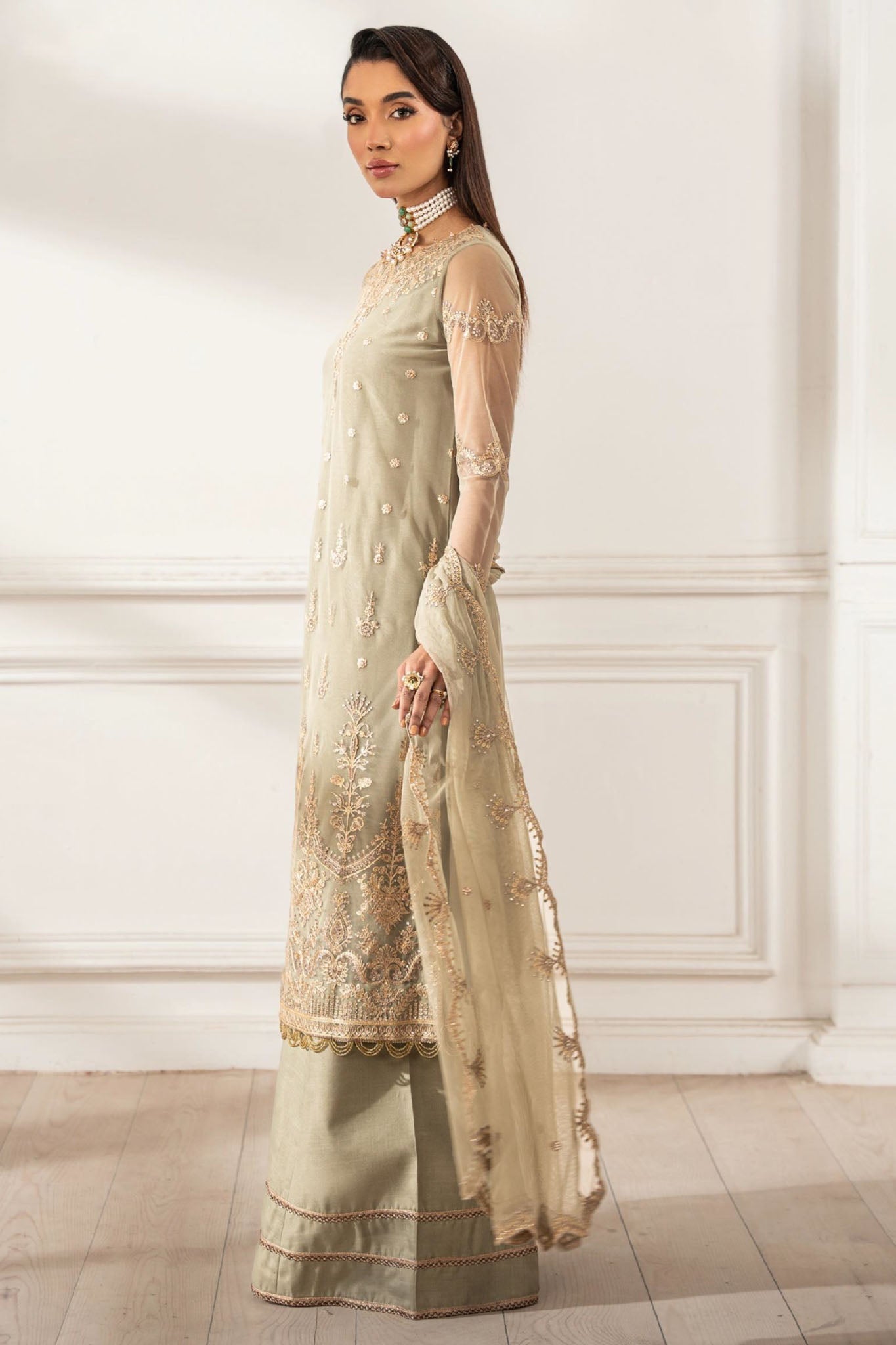 Zarif Embroidered Raw Silk Unstitched 3Pc Suit Z-01 LEILA