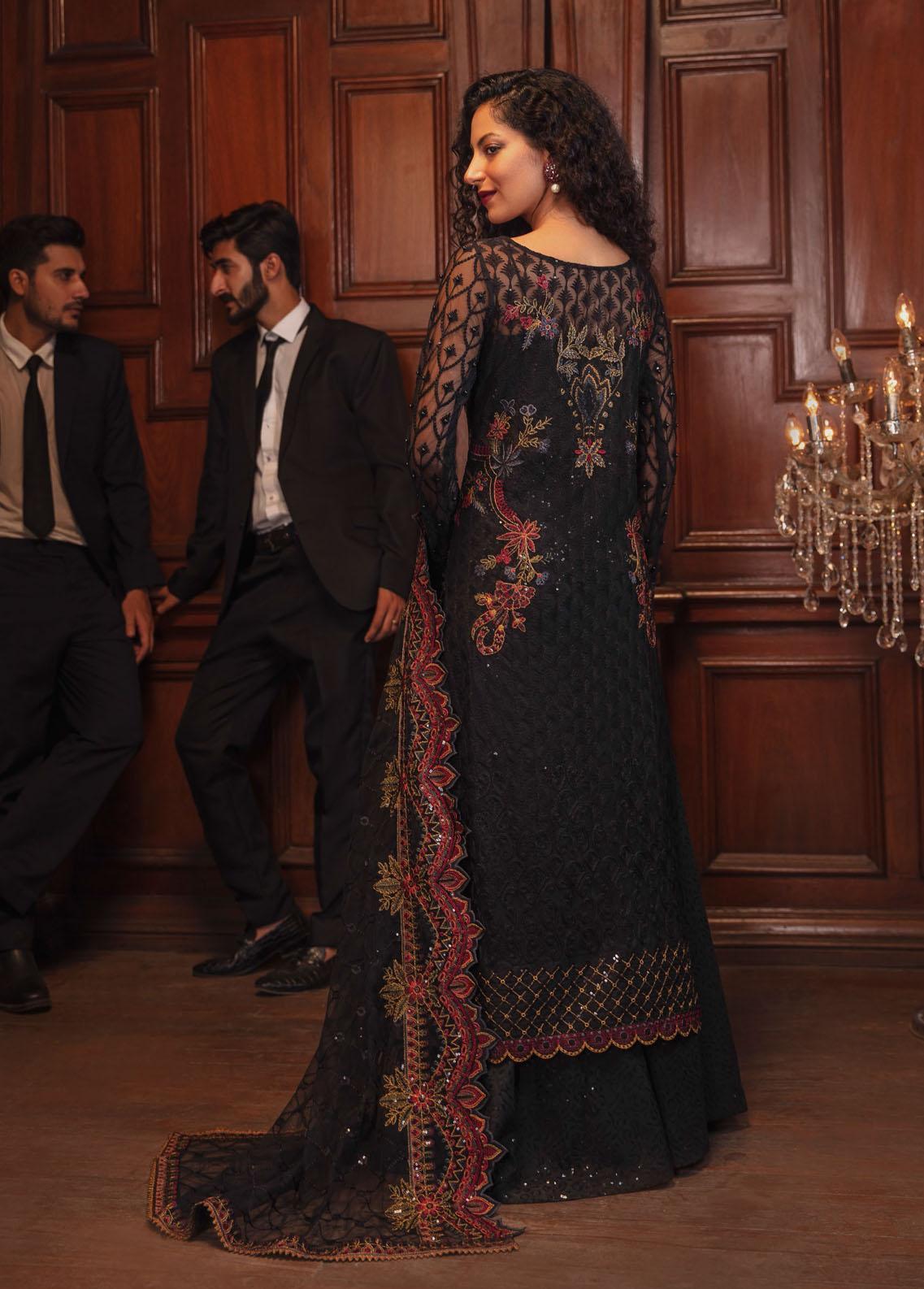 Iznik Embroidered Chiffon Suits Unstitched 3 Piece IRC-03 Fonce Night