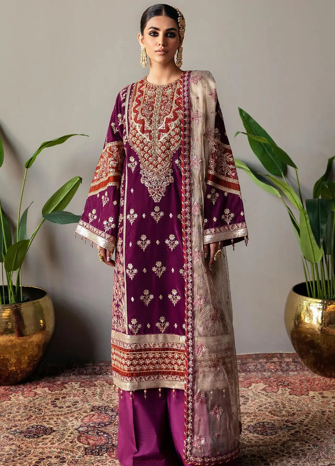 Emaan Adeel Embroidered Velvet Suits Unstitched 3 Piece MK-05