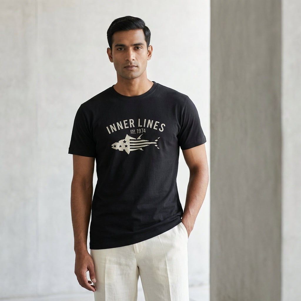 INNER  LINES Basic Round Neck T-Shirt AT ACT MALL