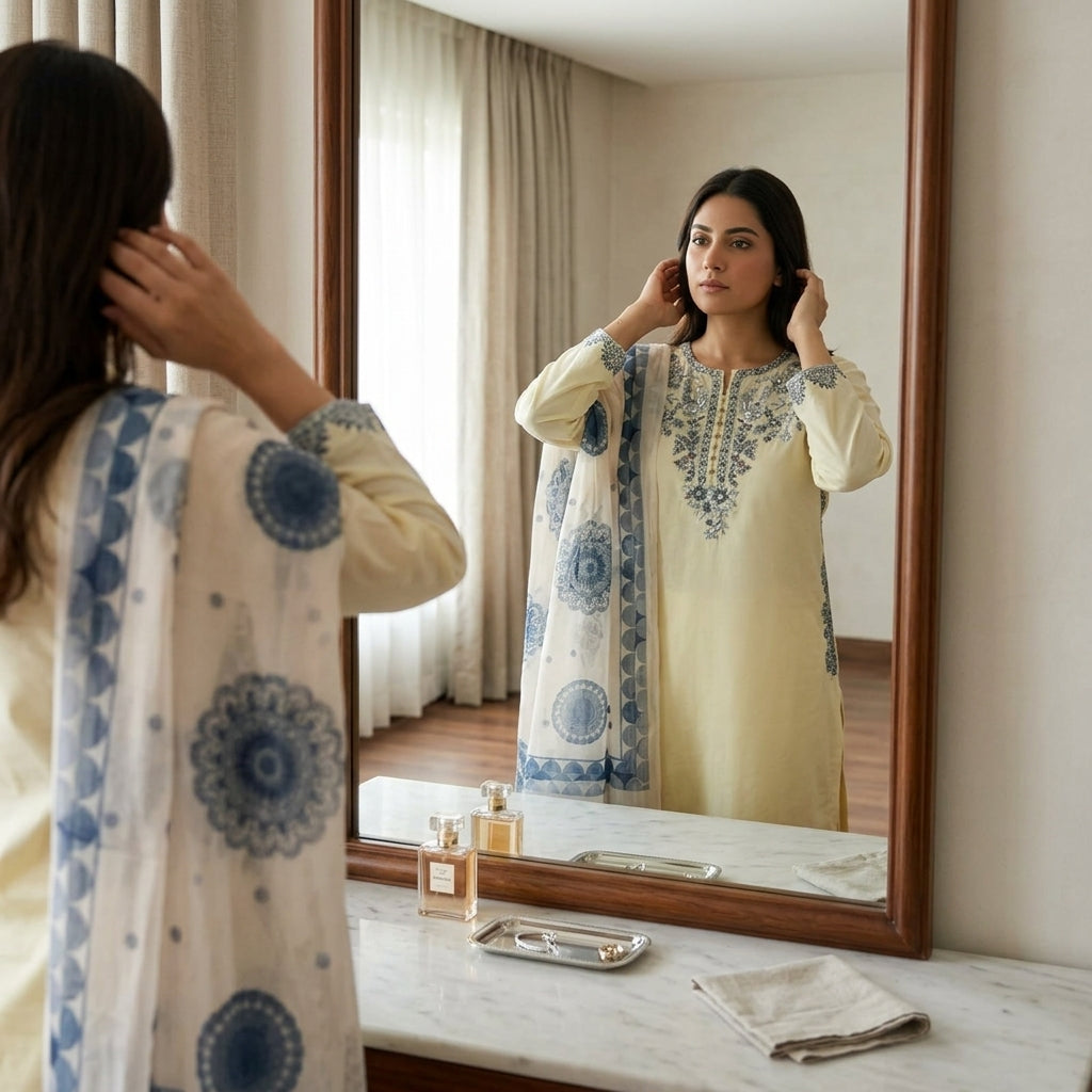 Naqsh-e-Zar Butter Yellow Embroidered 3 Piece Suit